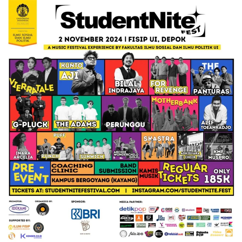 FISIP UI Siap Gelar Student Nite Festival 2024, Berikut Lineup Band dan Musisinya